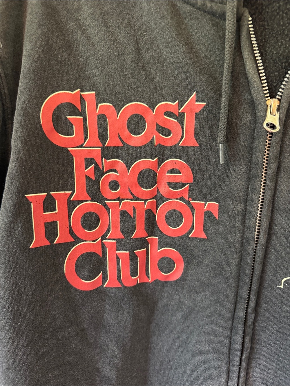 Hot Topic Ghost Face Horror Club Black Graphic Zip-Up Hoodie. Size Large. - Picture 4 of 10